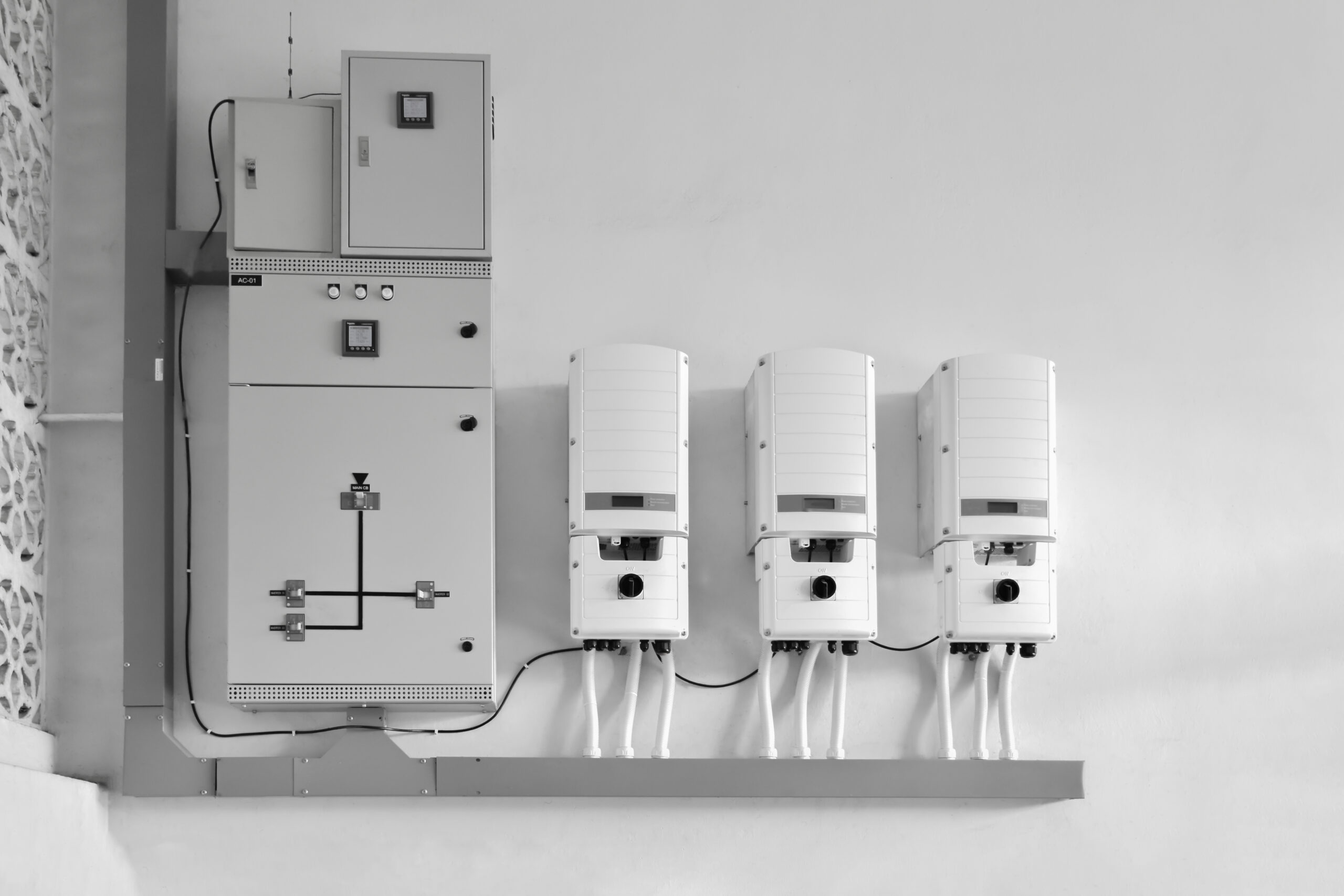 Photovoltaic,Converter,System,Cabinets,Hang,On,The,Wall,Of,The